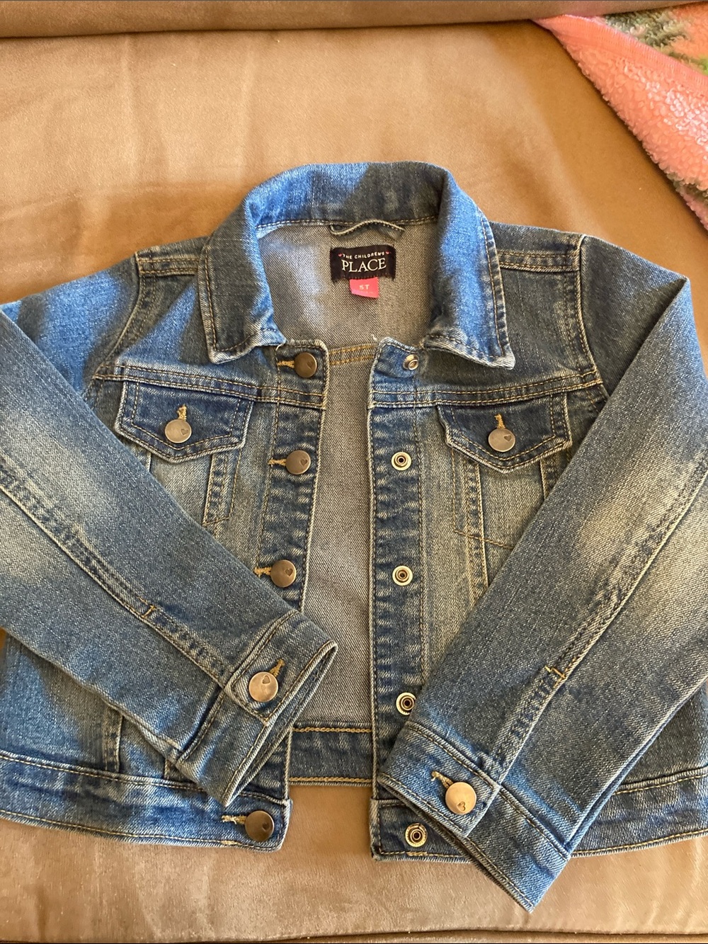Girls Children's Place Light Blue Denim Jacket with Button Pockets